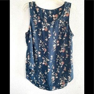 BUBBLE B woman’s blue floral sleeveless blouse-1XL